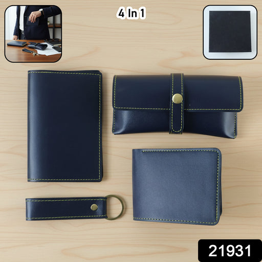 4 In 1 Premium PU Leather Wallet Gift Set for Men (4 Pc Set) by Your Brand