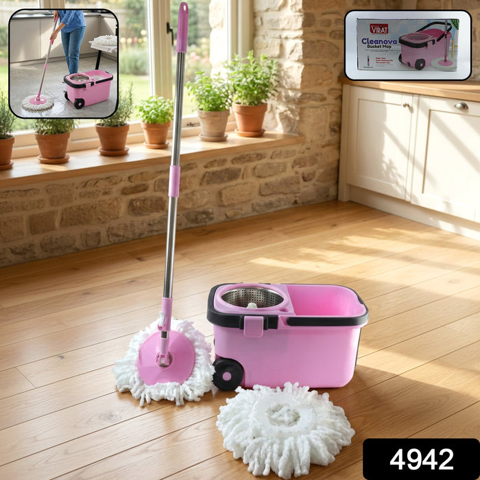 Quick Spin Mop With Steel Spin, Bucket Floor Cleaning, Easy Wheels & Big Bucket, Floor Cleaning Mop with Bucket by Your Brand