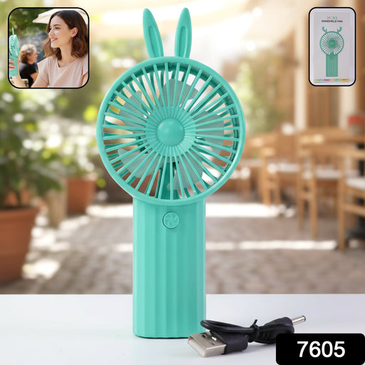 Cute Bunny Ear Design Portable USB Rechargeable Mini Handheld Fan (1 Pc) by Your Brand
