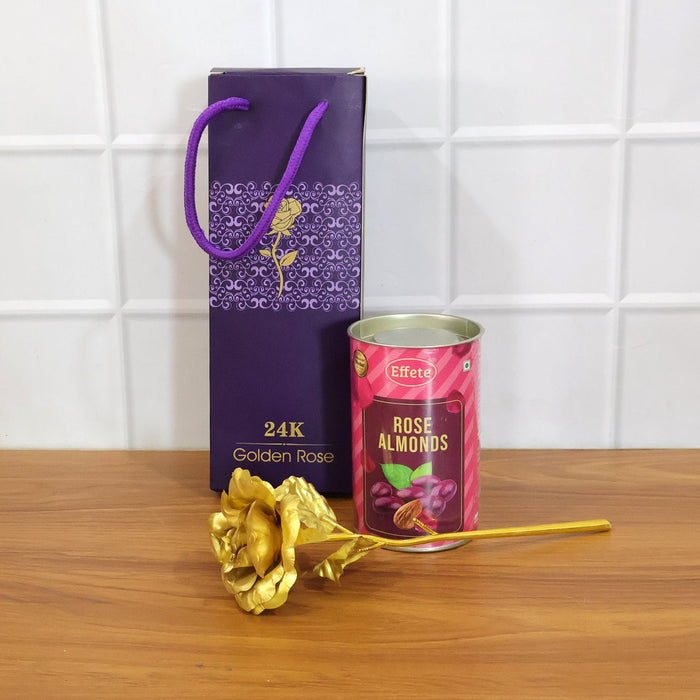 Golden Rose with Almonds chocolate Gift Set (1 Set) by Your Brand