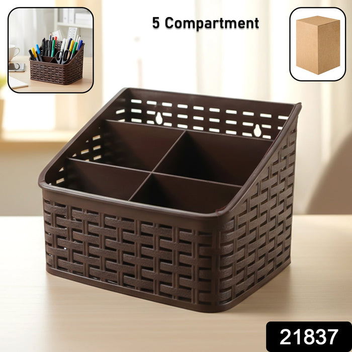 5 Compartment Multipurpose Desk Organizer Basket (1 Pc) by Your Brand