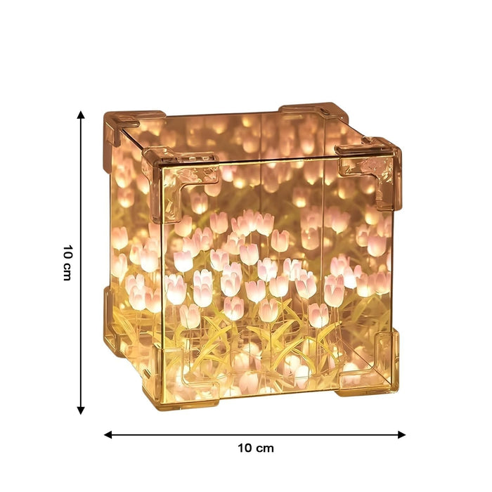 Decorative Tulip Flower LED Cube Night Lamp Set (1 Set / Mix Color)