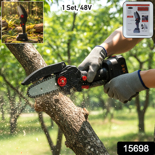 Mini Electric Cordless Chainsaw (1 Set, 48V, Blade size 18 Cm) by Your Brand