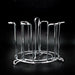 Stainless steel stand designed for holding sensitive glasses