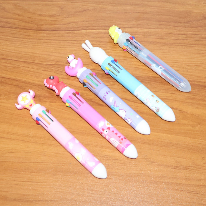 Cute Character Design 10-in-1 Multicolor Ball Pen (1 Pc) by Your Brand