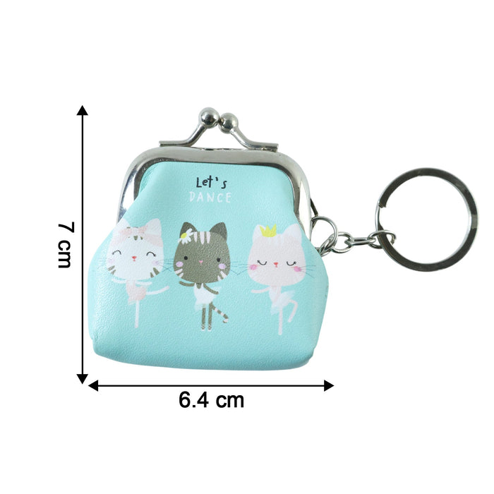 Cute Cartoon Cat Printed Mini Coin Purse Keychain (1 Pc) by Your Brand