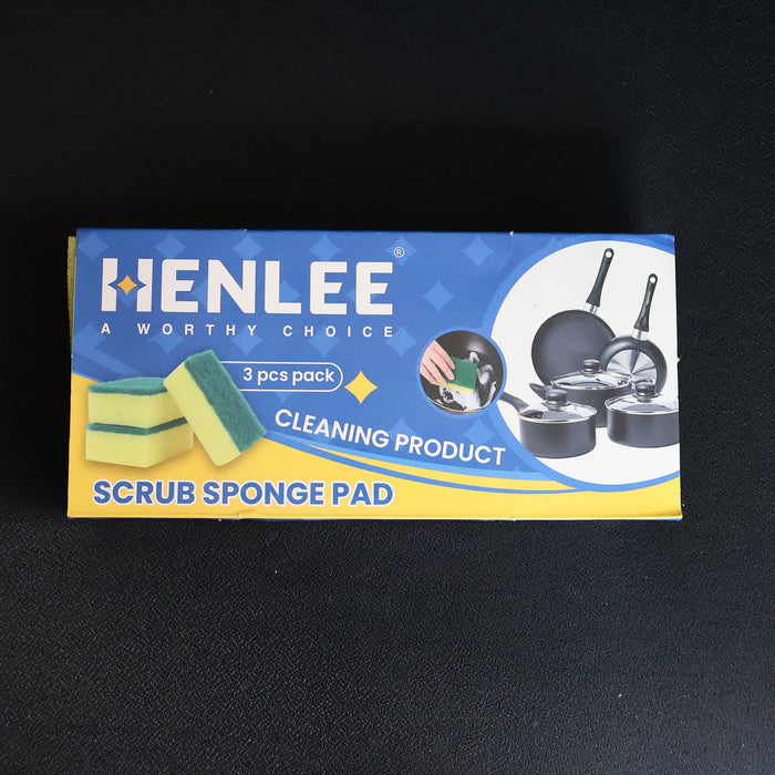 Scrub Sponge 2 in 1 PAD for Kitchen, Sink, Bathroom Cleaning Scrubber (3 Pc) by Your Brand