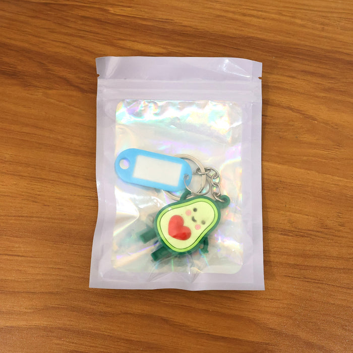 Cute Avocado Cartoon Keychain with Name Tag Holder (1 Pc) by Your Brand