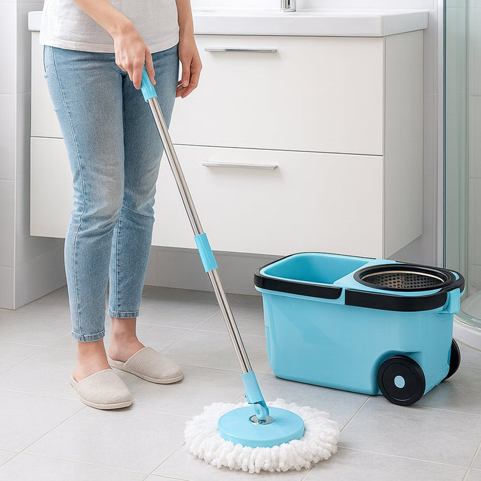 360° Spin Mop with Super Absorbent Microfiber Heads (1 Set) by Your Brand