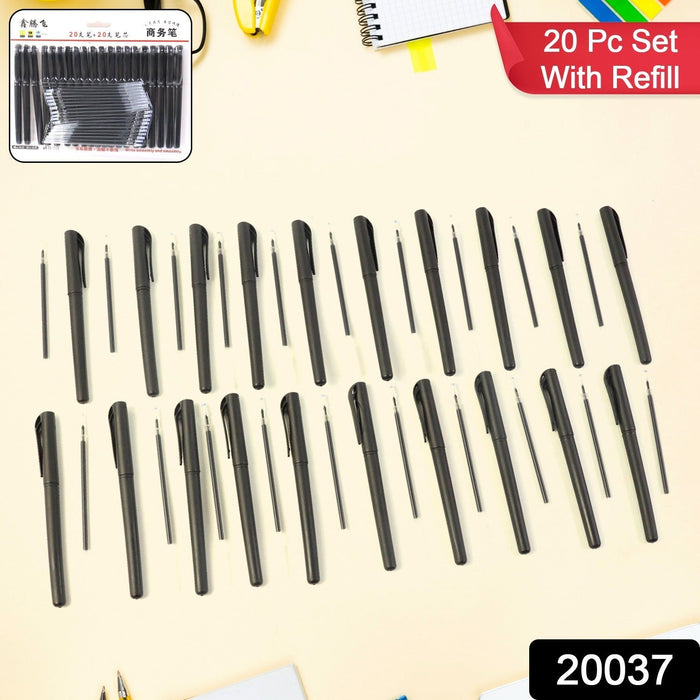 Refillable Black Marker Pen with Extra Ink Refills 20 pieces (1 Set) by Your Brand