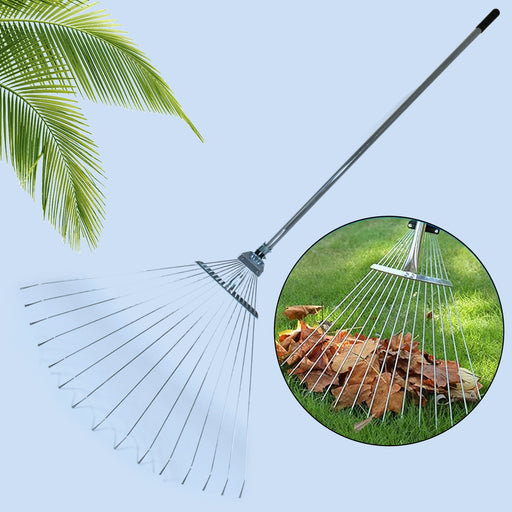 115-152 CM Rake for Gardening, Stainless Steel Telescopic Garden Rake for Quick Clean Up of Lawn and Yard, Adjustable Rake Claws Spacing Garden Broom with Long Handle for Clean Leaves (MOQ :- 12 pc) by Your Brand