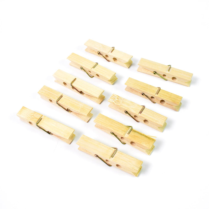 Heavy Duty Bamboo Wooden Cloth Clips / Pegs (10 Pcs Set) by Your Brand