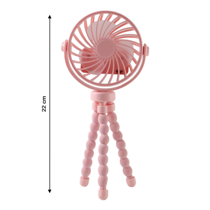 Portable Rechargeable LED Light Fan with Flexible Tripod Stand (1 Pc) by Your Brand