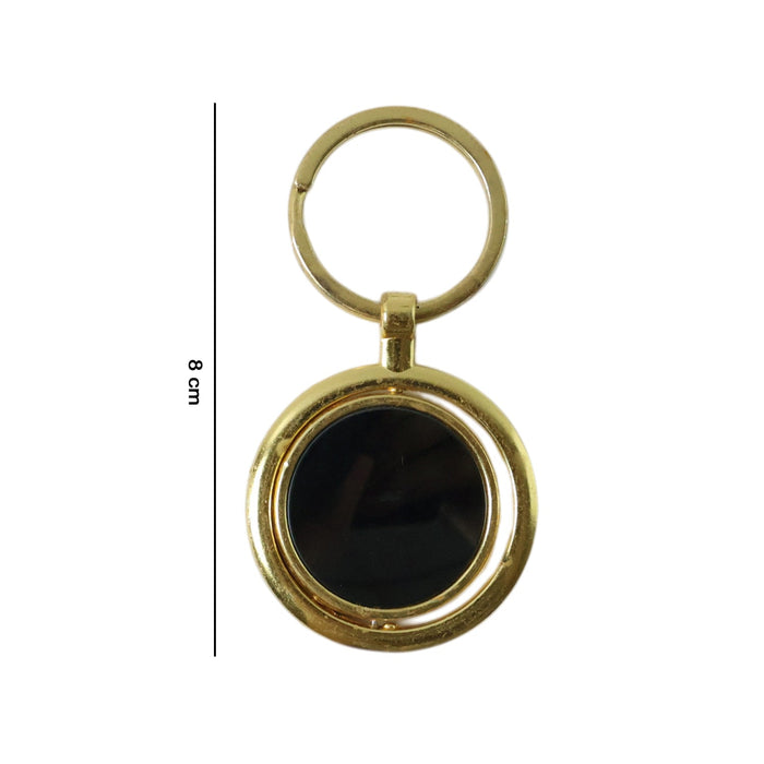 Gold Plated Keychain with Black Round Pendant Rotating (1 Pc) by Your Brand