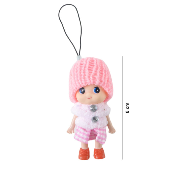 Cute Mini Doll Keychain Soft Knitted Cap Girl Charm Keyring (1 Pc / Mix Color) by Your Brand
