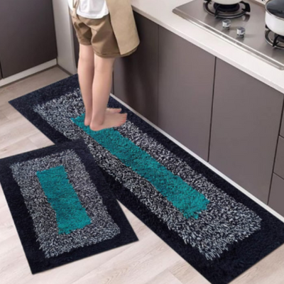 2Pcs Cotton Kitchen Mats for Floor Waterproof, Kitchen Runner Carpet for Floor, Rug for Kitchen