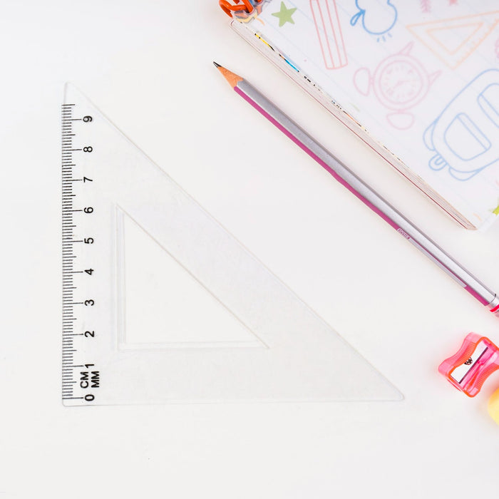 Plastic Geometry Set, Triangle Ruler Protractor Straight Ruler (4 Pcs Set) by Your Brand