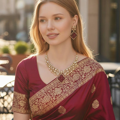 Vim Square Victorian Necklace Set – Royal Elegance for Women