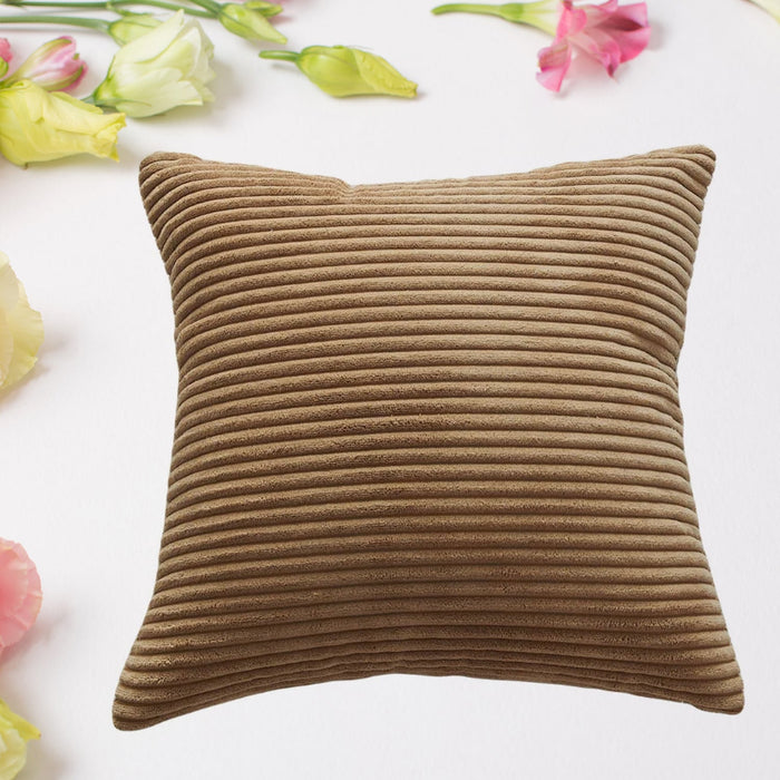 Soft Corduroy 16x16 Throw Pillow Cover Square Decorative Cushion Case (1 Pc) by Your Brand