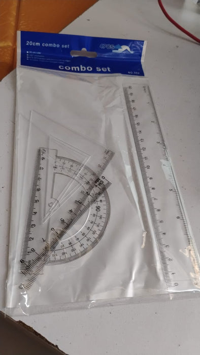 Plastic Geometry Set, Triangle Ruler Protractor Straight Ruler (4 Pcs Set) by Your Brand