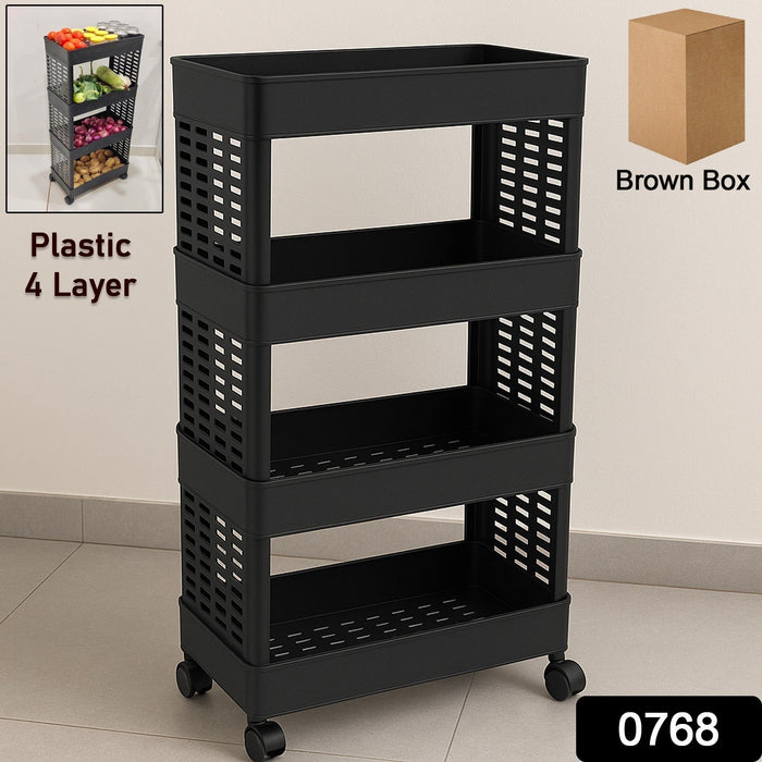 4-Layer Plastic Storage Rack with Wheels by Your Brand