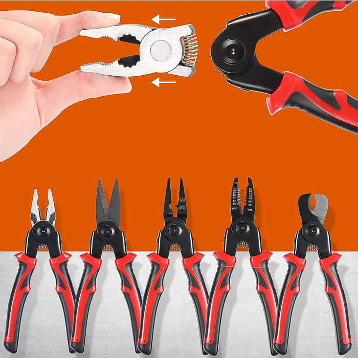 5 in 1 Wire Stripper Pliers Set Soft Grip, Anti-Slip, Alloy Steel, Cutting & Stripping by Your Brand