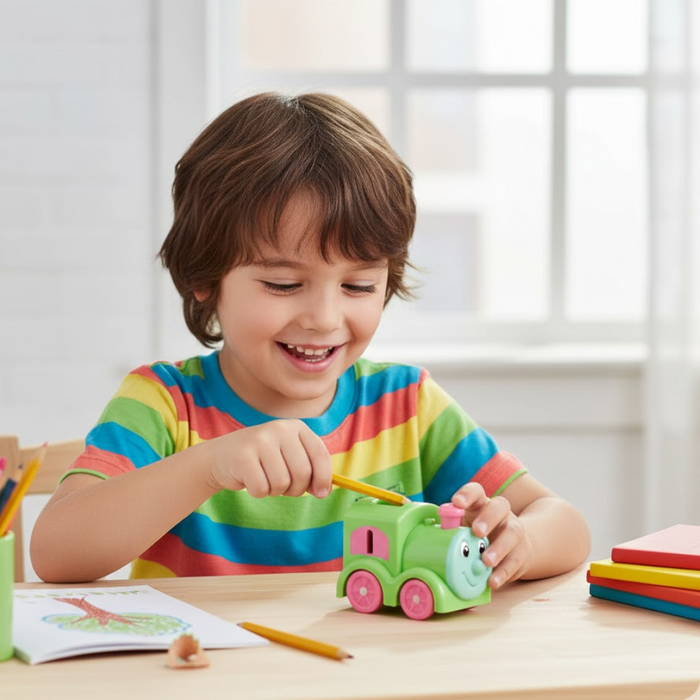 Train Double Hole Pencil Sharpener (1 Pc) by Your Brand