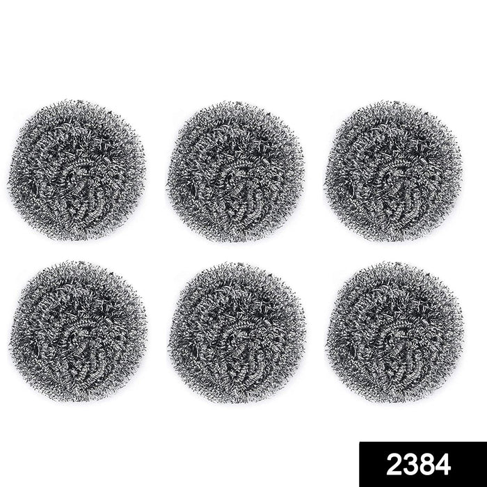 Round Shape Stainless Steel Scrubber (Pack of 6) by Your Brand