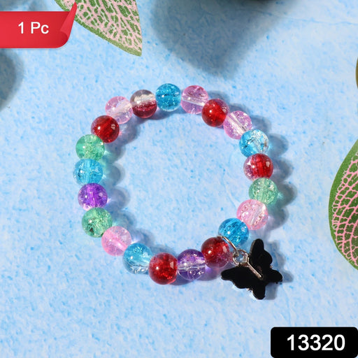 Premium Multicolor Crackle-Bead Stretch Bracelet (1 Pc) by Your Brand