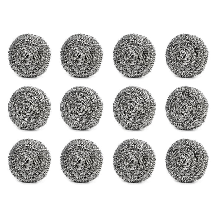 Round Shape Stainless Steel Ball Scrubber (Pack of 12) by Your Brand