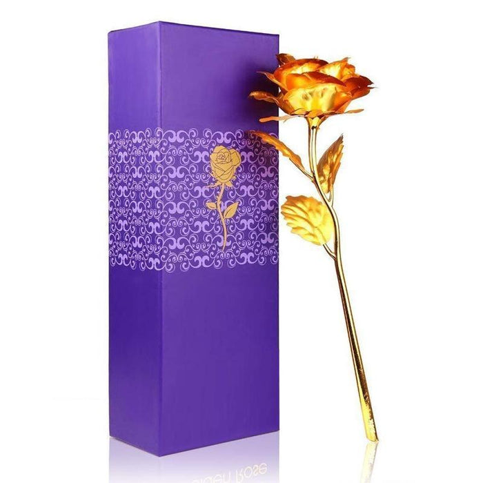 24K Artificial Golden Rose / Gold Red Rose with Gift Box (10 inches) by Your Brand