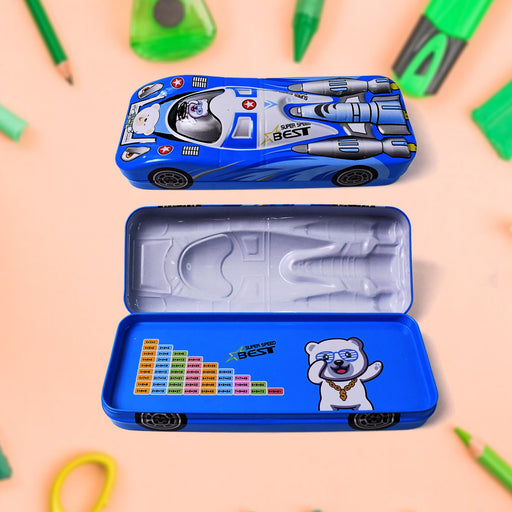 Car Shape Metal Compass Box, Pencil Case for Kids Stationery Compass Box by Your Brand