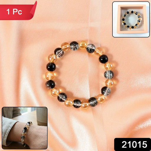 Elegant Dual-Tone Crystal Beaded Stretch Bracelet (1 Pc) by Your Brand