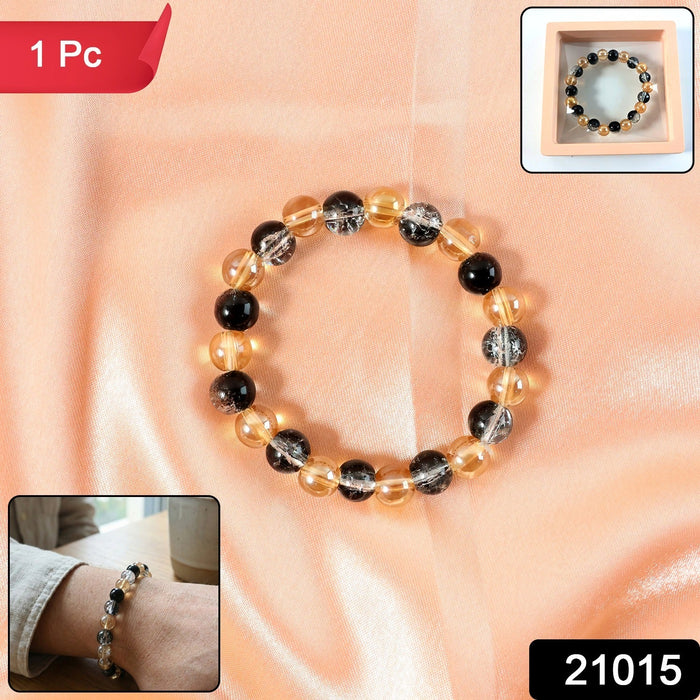Elegant Dual-Tone Crystal Beaded Stretch Bracelet (1 Pc) by Your Brand