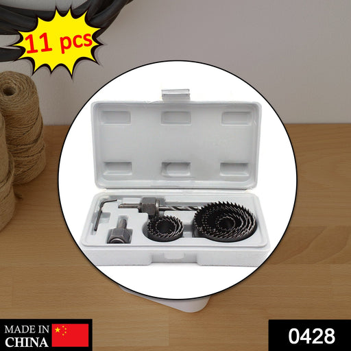 Wood Hole Saw Cutting Set (11 pcs, 19-64mm, Multicolour) by Your Brand