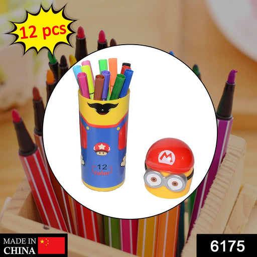Minions Sketch Pen Set with Attractive Designed Case (Pack of 12) by Your Brand