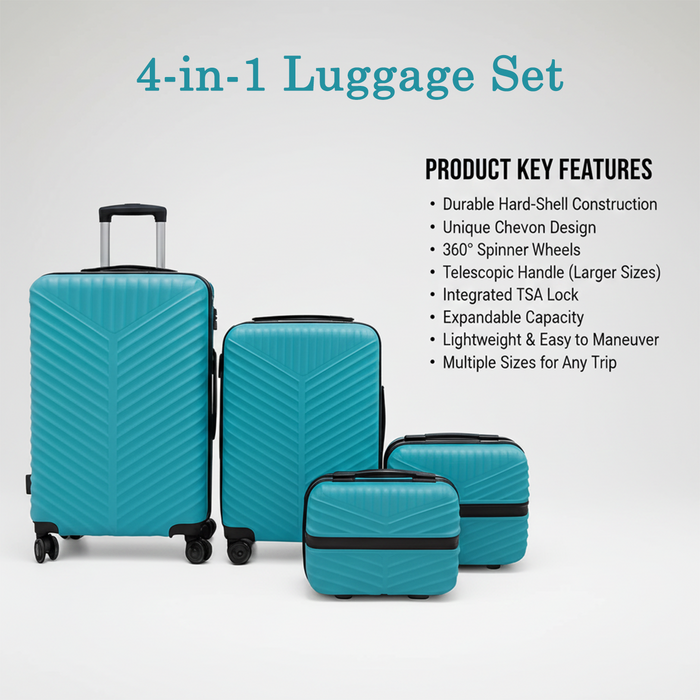 4-in-1 Luggage Set – Durable and Stylish Hard Shell Suitcase Set by Your Brand