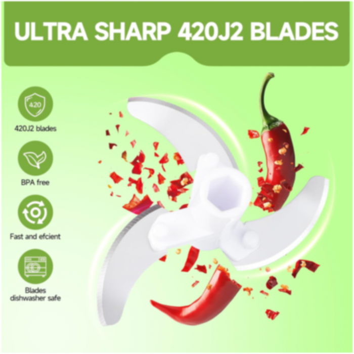 Manual Stainless Steel Vegetable Chopper – Compact, Extra Sharp with 5 Blades