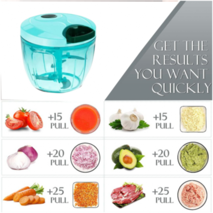 Manual Stainless Steel Vegetable Chopper – Compact, Extra Sharp with 5 Blades