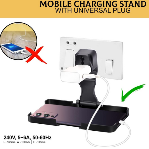 Multi-Purpose Wall Holder Stand for Charging Mobile (Black) by Your Brand