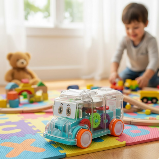 Transparent Musical Mini School Bus Toy for Kids by Your Brand