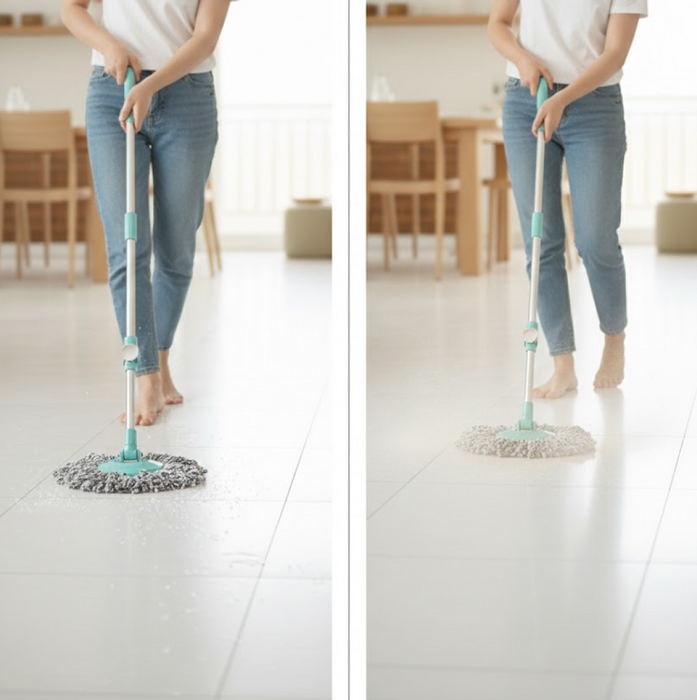 Spin Mop with Bigger Wheels and Plastic Auto Fold Handle for 360 Degree Cleaning by Your Brand