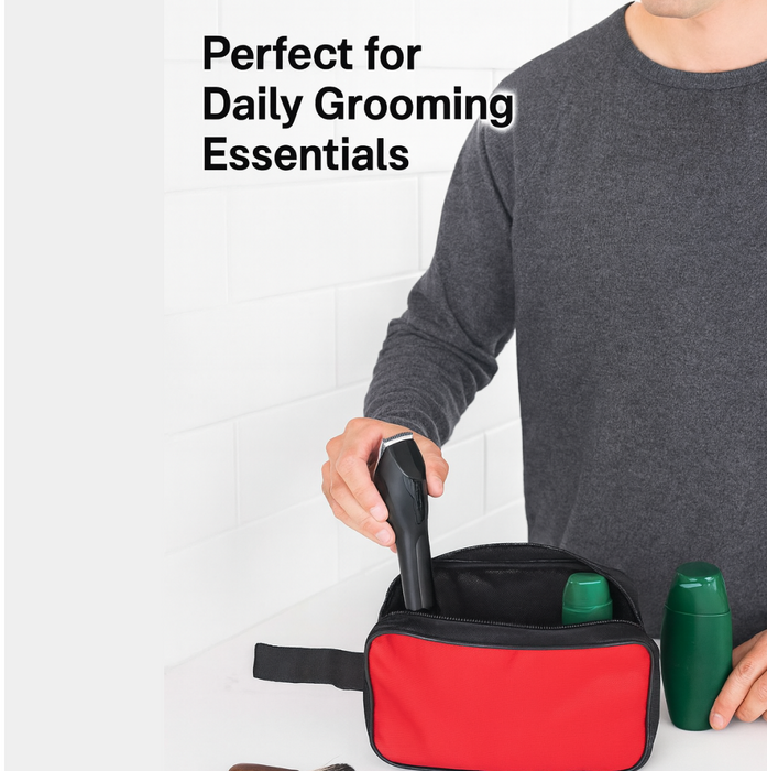 Portable Travel Hand Pouch / Shaving Kit Bag for Multipurpose Use (Red) by Your Brand
