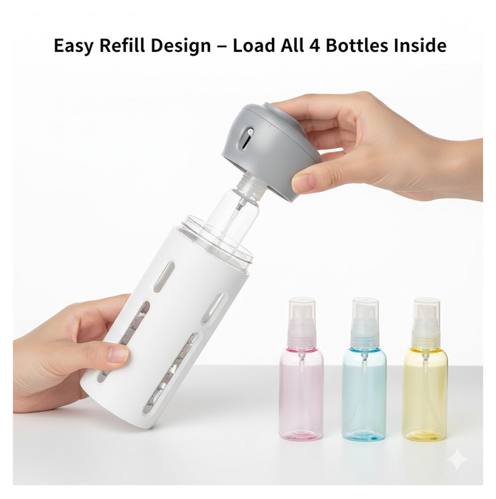 4 in 1 Travel Dispenser Bottle Set Travel Refillable Cosmetic Containers Set by Your Brand