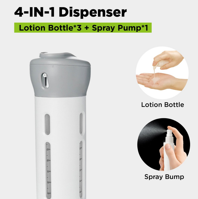4 in 1 Travel Dispenser Bottle Set Travel Refillable Cosmetic Containers Set by Your Brand