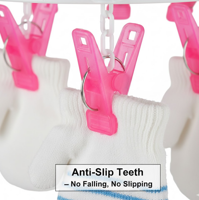 Plastic Round Cloth Drying Stand Hanger with 24 Clips (Multicolour)