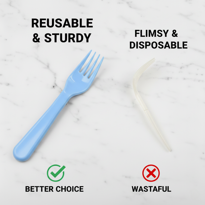 Reusable Heavy Weight Plastic Forks Serving Fork Set for Kitchen Travel Home 5 Pc