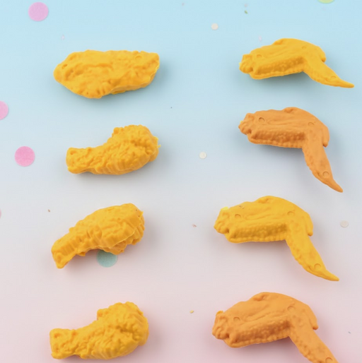 Cute Chicken Wing & Leg Erasers for Kids & Students (8 Pc Set) by Your Brand