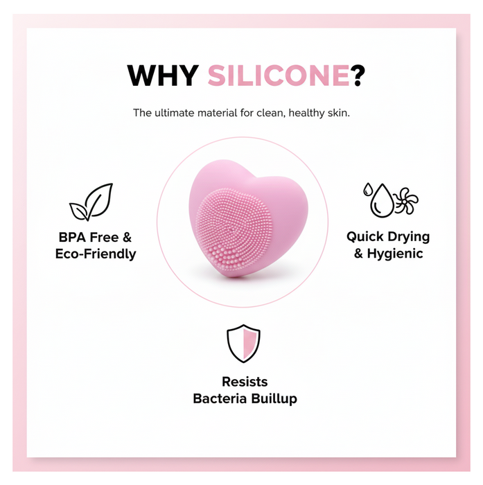 Heart-Shaped Silicone Face Wash Brush – Facial Cleansing Scrubber for Women