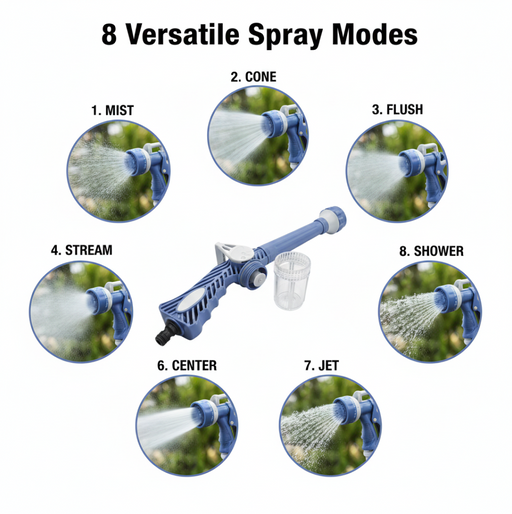 Jet Water Cannon 8 in 1 Turbo Water Spray Gun by Your Brand